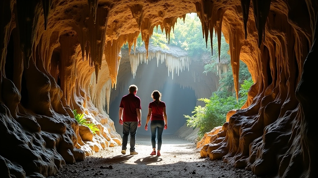 Formaciones geológicas de estalactitas y estalagmitas en caverna subterránea