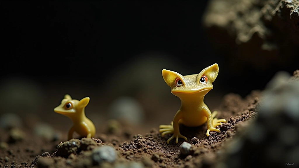 Murciélagos en cueva, fauna subterránea adaptada a oscuridad, cangrejos ciegos y otros organismos únicos del ecosistema